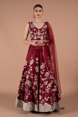Maroon Embroidery Lehenga Set1778 video